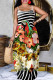 Black White Casual Print Backless Spaghetti Strap Long Dresses
