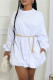 White Casual Solid Color Basic O Neck Long Sleeve Dresses