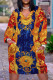 Tibetan Blue Casual Print Pocket Patchwork V Neck Straight Plus Size Dresses