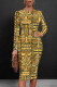 Golden Yellow Casual Street National Totem Print Contrast O Neck Printed Dresses
