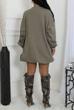 White Casual Solid Color Basic O Neck Long Sleeve Dresses