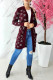 Burgundy Casual Street Letters Pocket Weave Contrast Cardigan Collar Outerwear