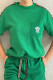 Green Casual Figure Print Pocket Patchwork Contrast O Neck Short Sleeve Two Pieces