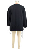 White Casual Solid Color Basic O Neck Long Sleeve Dresses
