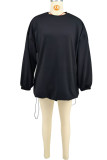 White Casual Solid Color Basic O Neck Long Sleeve Dresses
