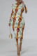 Multicolor Street Elegant Letter Print Contrast O Neck Printed Dresses