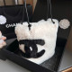 White Black Casual Daily Letters Fluffy Contrast Bags