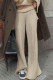 Khaki Casual Solid Color Patchwork Low Waist Wide Leg Patchwork Bottoms