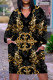Black Casual Print Pocket Patchwork V Neck Straight Plus Size Dresses