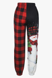 Red Casual Print Patchwork Regular Mid Waist Pencil Positioning Print Bottoms