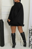 White Casual Solid Color Basic O Neck Long Sleeve Dresses
