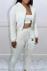 White Casual Letter Print Lace Up Zipper Hooded Long Sleeve Three Pieces