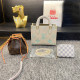 White Blue Casual Daily Letters Draw String Embossed Bags