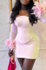 Pink Casual Solid Color Patchwork Feathers Long Sleeve Two Pieces