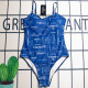 Blue Sportswear Letters Patchwork Swimwears