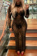 Leopard Print Sexy Leopard Print Patchwork O Neck Long Dresses