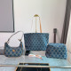 The cowboy blue Casual Street Letters Patchwork Zipper Bags