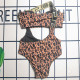 Leopard Print Sportswear Leopard Print Patchwork Swimwears