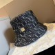 Black Gray Street Daily Stripe Metal Accessories Trim Irregular Contrast Hat