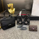 Black Casual Street Letters Patchwork Zipper Embossed Bags