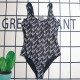 Black Sportswear Letters Patchwork Swimwears