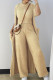 Khaki Casual Solid Color Pocket Patchwork O Neck Long Sleeve Two Pieces