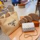 Apricot Casual Vacation Letters Embroidered Weave Bags