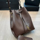 Brown Casual Daily Solid Color Draw String Patchwork Bags