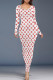 Red White Casual Letter Print Contrast O Neck One Step Skirt Dresses
