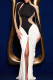 Black Elegant Patchwork High Slit Ruched Contrast Turtleneck Long Dresses