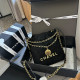 Black Casual Letters Draw String Metal Accessories Trim Chains Bags