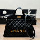 Black Casual Daily Letters Patchwork Metal Accessories Trim Texture Bags