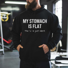Black MY STOMACH IS FLAT THE L IS JUST SILENT PRINT HOODIE