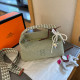 Light Green Casual Letters Embroidered Pearls Decor Zipper Bags