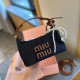 Dark Blue Casual Letters Embroidered Patchwork Pearls Decor Bags