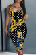 Black Gold Casual Print Basic U Neck Vest Dresses