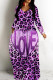 Light Purple Casual Print Basic V Neck Long Dresses