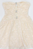 Black Sexy Solid Color Hollow Out Sequins Patchwork Backless Strapless A Line Dresses