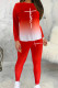 Red Casual Gradient Color Letters Patchwork O Neck Long Sleeve Two Pieces