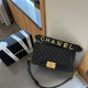 Black Street Daily Letters Patchwork Metal Accessories Trim Bags