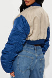 Blue Street Letters Embroidered Buckle Patchwork Ruched Cardigan Collar Long Sleeve Two Pieces
