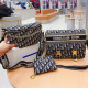 White Blue Casual Daily Letters Embroidered Zipper Contrast Bags
