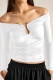 White Sexy Solid Color Patchwork Backless Off Shoulder Tops