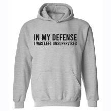 Light Gray IN MY DEFENSE I WAS LEFT UNSUPERVISED PRINT MEN'S HOODIE