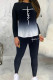 Black Casual Gradient Color Letters Patchwork O Neck Long Sleeve Two Pieces