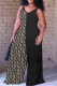 Black Brown Casual Print Backless Spaghetti Strap Plus Size Jumpsuits (With Headscarf)