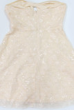 Black Sexy Solid Color Hollow Out Sequins Patchwork Backless Strapless A Line Dresses