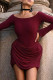 Red Sexy Solid Color Patchwork Off Shoulder Wrapped Skirt Dresses