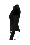 Black Sexy Hot Solid Color Hollow Out Slit Half A Turtleneck Long Sleeve Two Pieces