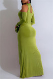 Black Sexy Hot Solid Color Hollow Out Slit Half A Turtleneck Long Sleeve Two Pieces